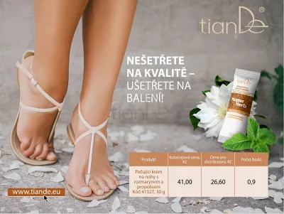 TianDe Ošetrujúci krém na nohy s rozmarínom a propolisom, tiande vlozky, tiandebeauty, tiandecentrum, tiande, kozmetika tiande