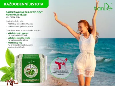 TianDe Denná vložka s extraktom aloe Nefritová sviežosť, tiande kozmetika, bylinne vlozky, pravda o tiande, tiande skusenosti, tiande recenzie