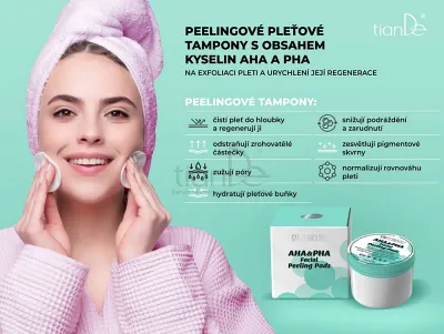 TianDe Peelingové tampóny na tvár s obsahom kyselín AHA a PHA, tiande kozmetika, bylinne vlozky, pravda o tiande, tiande skusenosti, tiande recenzie