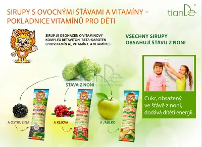 TianDe Sirup s ovocnými šťavami a vitamínmi, tiande eu, tiande foot phytogelslaviton gel, naplaste wutong, bylinkove vlozky, slaviton mast