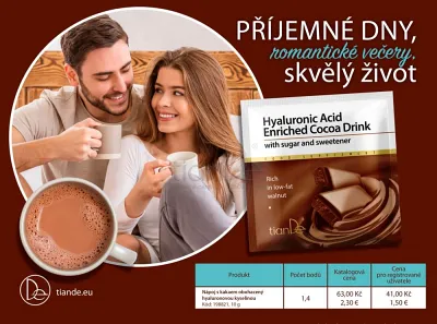 TianDe Kakaový nápoj obohatený kyselinou hyalurónovou, katalogy, najnovsie tiande, tiande, recenzia, vlozky