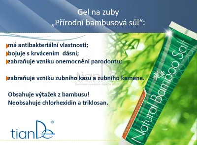TianDe Zubný gél Prírodná bambusová soľ, tiande vlozky, tiandebeauty, tiandecentrum, tiande, kozmetika tiande