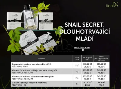 TianDe Multifunkčný krém na oči so slimačím mucínom-akcia, tiande eu, tiande foot phytogelslaviton gel, naplaste wutong, bylinkove vlozky, slaviton mast