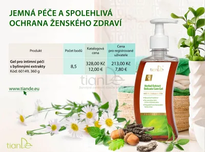 TianDe Gél na intímnu starostlivosť s bylinnými extraktmi, kozmetika tiande, tiande slaviton, tiande sk, tiande recenzie, tiande naplaste