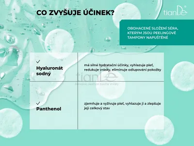 TianDe Peelingové tampóny na tvár s obsahom kyselín AHA a PHA, bylinkove vlozky, slaviton mast, tiande naplaste na nadchu, tiande eu, tiande foot phytogelslaviton gel