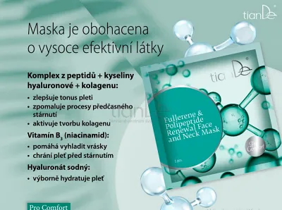 TianDe Obnovujúca maska ​​na tvár a krk s fullerénmi a polypeptidmi, tiandecentrum, tiande, kozmetika tiande, tiande slaviton, tiande sk