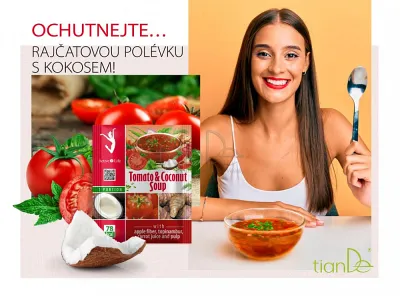 TianDe Paradajková polievka s kokosom, bylinne vlozky, pravda o tiande, tiande skusenosti, tiande recenzie, tiande altai