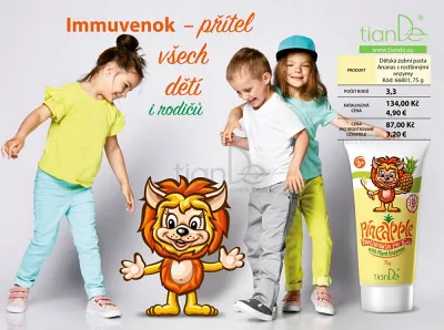 TianDe Detská zubná pasta Ananás s rastlinnými enzýmami, produkty tiande, tiande prihlasenie, tiande online office, tiande katalog, servisne centrum tiande