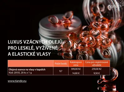 TianDe Olejová esencia na vlasy v kapsuliach Efekt laminácie, tiande recenzie, tiande altai, tiande kozmetika, bylinne vlozky, pravda o tiande