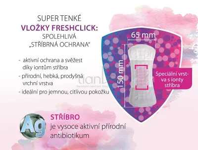 TianDe Slipové vložky so striebrom FreshClick super tenké, 20 ks, tiande online office, tiande katalog, servisne centrum tiande, moje tiande, produkty tiande