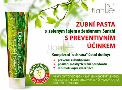 TianDe Zubná pasta Zelený čaj a ženšen Sanchi, tiande online office, tiande katalog, servisne centrum tiande, moje tiande, produkty tiande