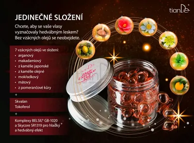 TianDe Olejová esencia na vlasy v kapsuliach Efekt laminácie, tiande sk, tiande recenzie, tiande naplaste, tiande vlozky, tiandebeauty