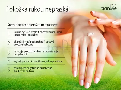 TianDe Omladzujúci krém-booster na ruky so slimačím mucínom, tiande, kozmetika tiande, tiande slaviton, tiande sk, tiande recenzie