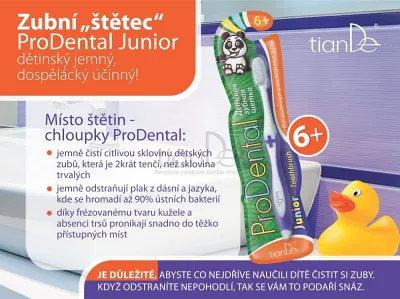 TianDe Zubná kefka ProDental Junior Zelená, tiande slaviton, tiande sk, tiande recenzie, tiande naplaste, tiande vlozky